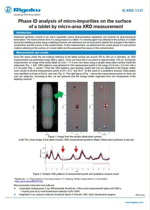 B-XRD1137_Phase_ID_analysis_of_micro-impurities_on_the_surface_of_a_tablet_by_micro-area_XRD_measurement_ApplicationNote_R311en