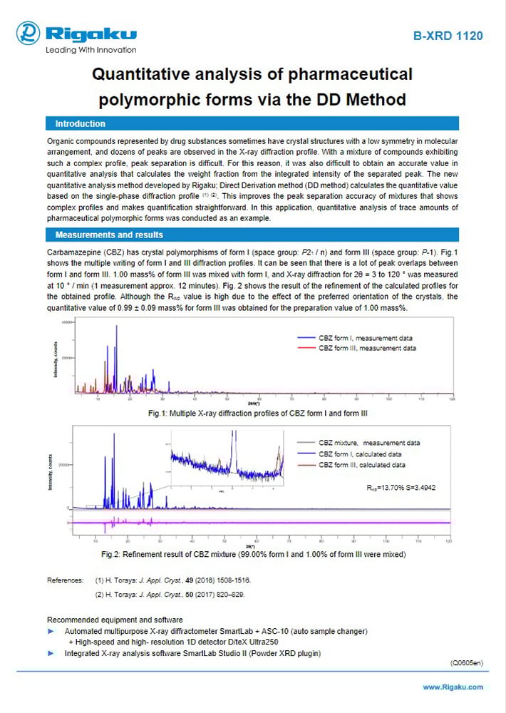 B-XRD1120_Quantitative_analysis_of_pharmaceutical_polymorphic_forms_via_the_DD_Method_ApplicationNote_Q0605en